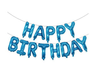 Fóliový balónkový nápis "HAPPY BIRTHDAY" 340 x 35 cm - modrý