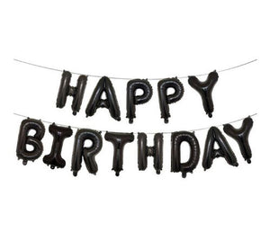 Fóliový balónkový nápis "HAPPY BIRTHDAY" 340 x 35 cm - černá