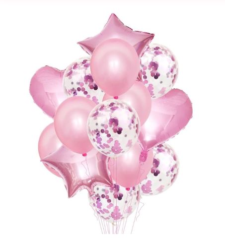 Balónkový set (14 ks) - růžový
