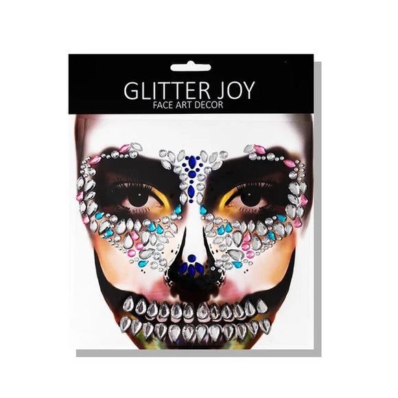 Nalepovací kamínky na Halloween - Glitter Orchid Skull (1 ks)