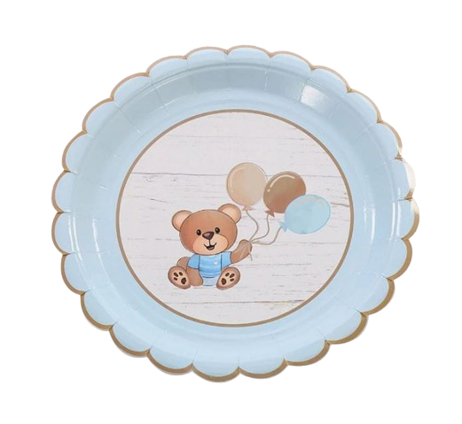 Papírový talíř Medvídek s balónky - velký (10 ks)