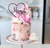 Zápich na dort srdce Mum - růžová