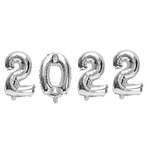 Silvestrovské fóliové balónky set 2022 - stříbrná