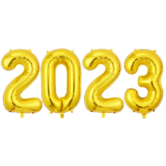 Silvestrovské fóliové balónky set 2023 - zlatá