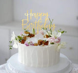 Zápich na dort nápis Happy Birthday - zlatá