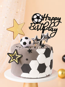 Zápich na dort Fotbalové Happy Birthday - černá