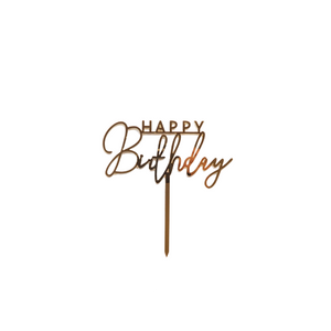 Dekorativní zápich na dort Happy Birthday 13 cm - zlatá