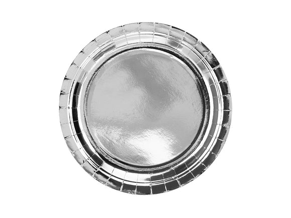 Papírový talíř stříbrný - velký ( 6 ks )