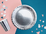 Papírový talíř stříbrný - velký ( 6 ks )