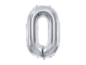 Balón fóliové číslo "0 - 9" 102 cm - stříbrná