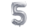 Balón fóliové číslo "0 - 9" 102 cm - stříbrná