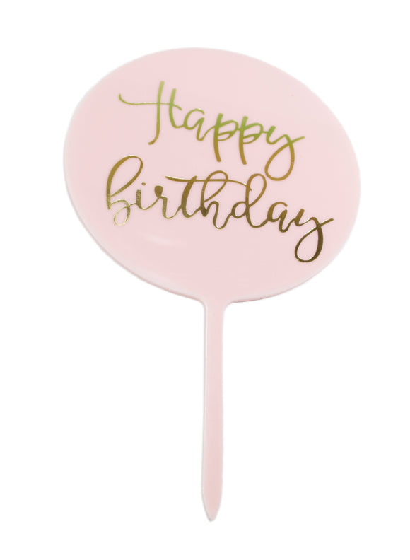 Zápich na dort Happy birthday - růžová