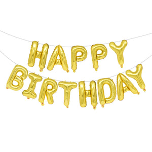 Fóliový balónkový nápis "HAPPY BIRTHDAY" 340 x 35 cm - zlatá