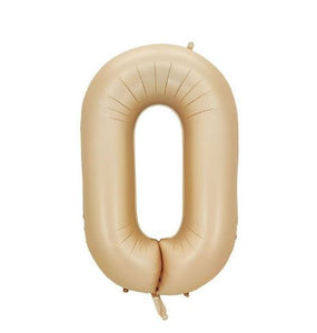 Balón fóliové číslo "0 - 9" 102 cm - karamelová