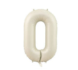 Balón fóliové číslo "0 - 9" 102 cm - krémová