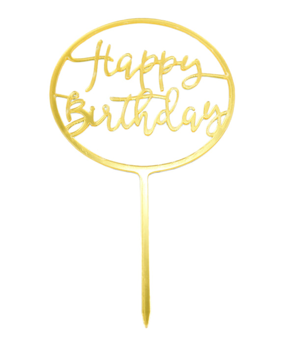 Zápich na dort Happy Birthday - zlatá