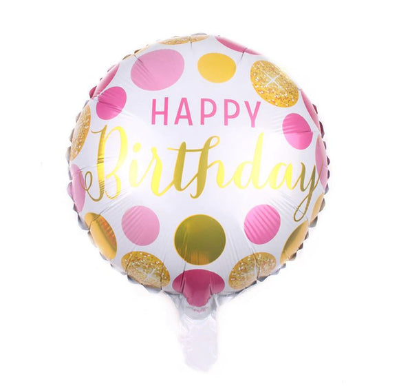Balónek fóliový Happy Birthday s puntíky (1 ks)