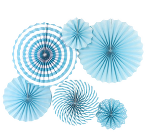 Závěsné dekorační rozety (6 ks) - modrá