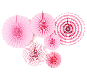 Závěsné dekorační rozety (6 ks) - růžová
