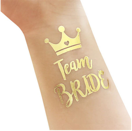 Tetování na rozlučku Team Bride (5 ks) - zlatá