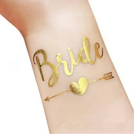 Tetování na rozlučku Bride šíp (5 ks) - zlatá