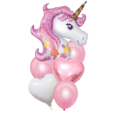 Balónkový set Unicorn (6 ks) - růžová